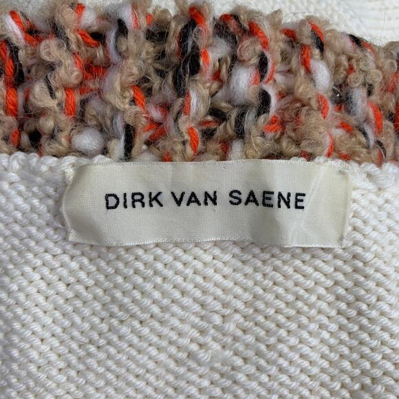 DIRK VAN SAENE Size M Cream Orange Beige Wool Knit Cardigan - Picture 8 of 9